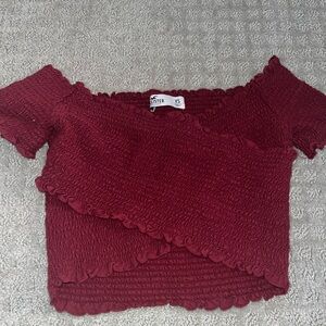 Hollister Smocked Off the Shoulder Wrap Crop Top